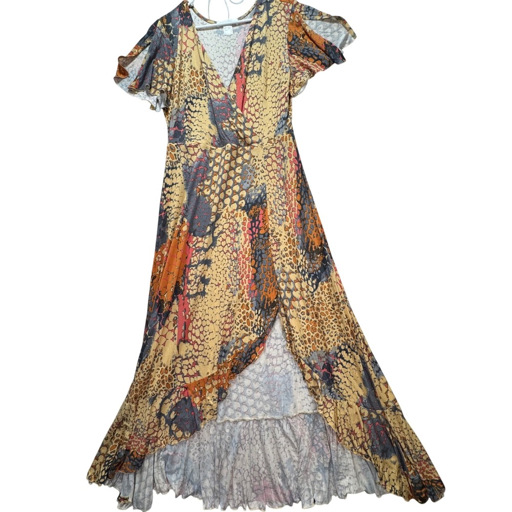 Lascana for Venus Maxi Dress Womens M Animal Print High-Low Boho Summer